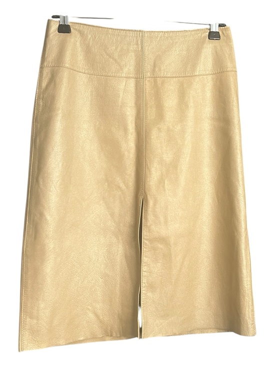bebe Dresses & Skirts - Bebe Gold Metallic Leather A-Line Skirt SZ 2 Party Punk Minimalist Lightweight